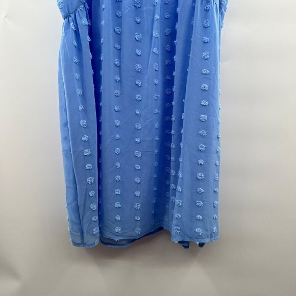 Zenana Women's Scoop Neck Sleeveless A-Line Dress Blue Dotted Embroidered S - Picture 5 of 9